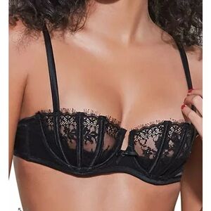 Fleur du Mal Black Lace Balconette Bra